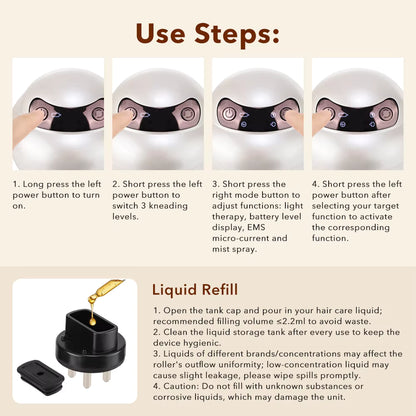 Portable 660nm Red Light Scalp Massager & Liquid Applicator with Mist Spray